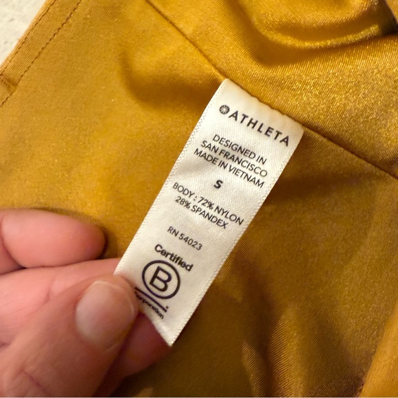 Athleta Elation Shine Tight Gold Small Leggings Yoga High Rise Workout Shimmer - Picture 3 of 4